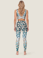 Blue Gradient Leopard Sports Bra Set