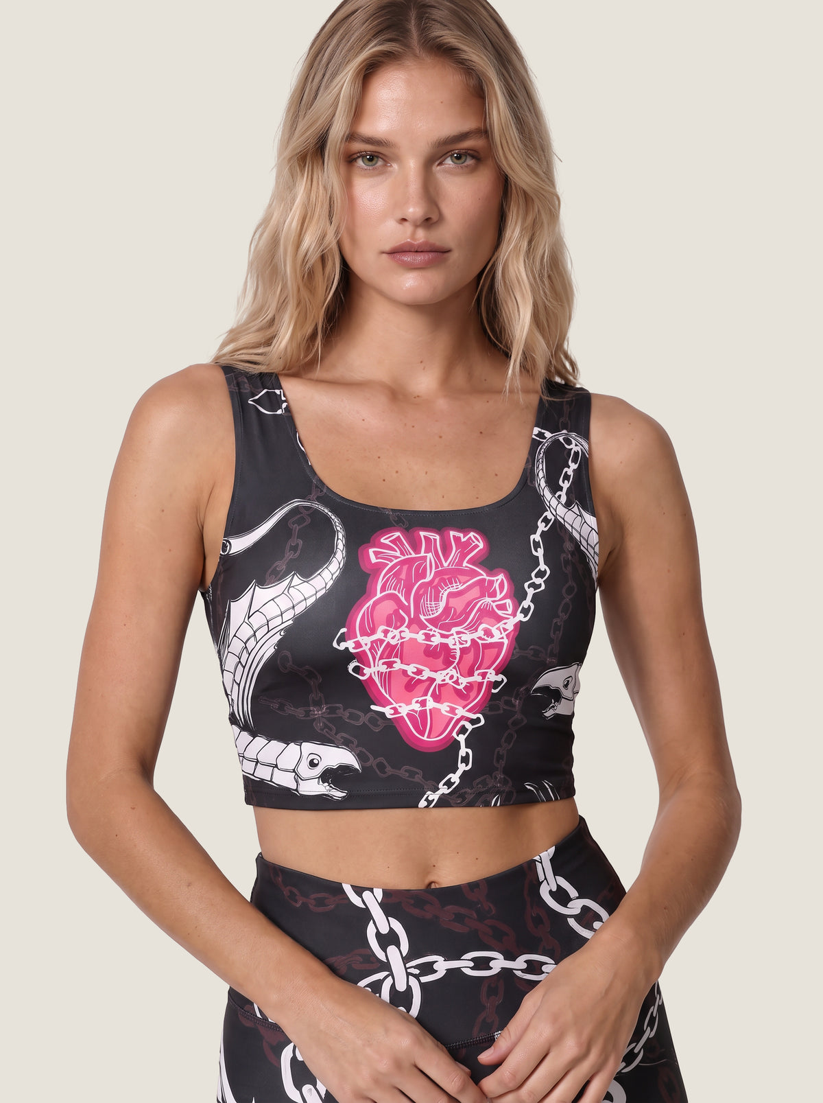 Anatomical Heart Chain Sports Bra Set