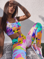 Pop Art Cat Collage Sports Bra Set