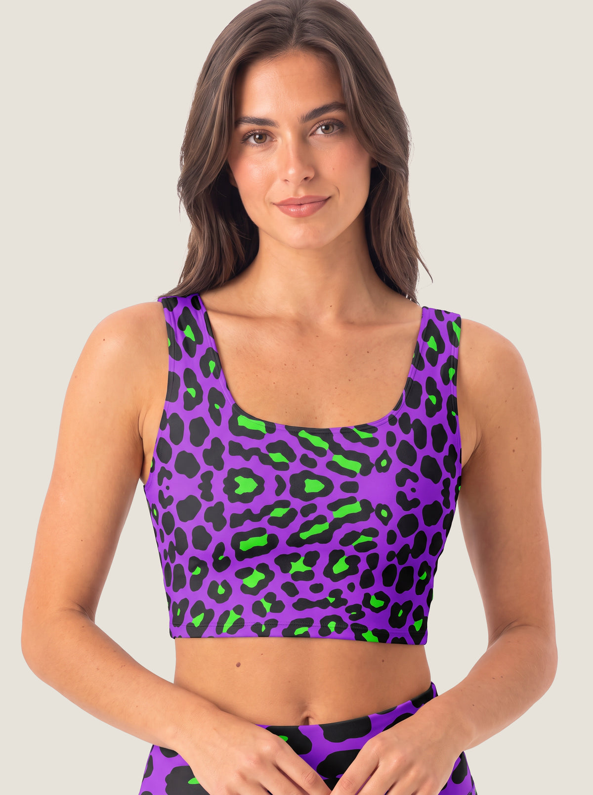 Neon Leopard Print Sports Bra Set
