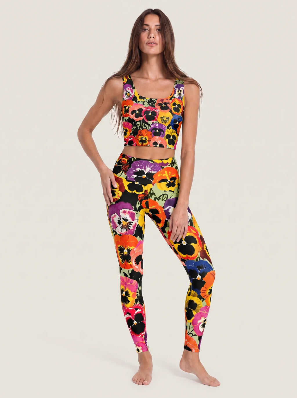 Vivid Pansy Garden High-Rise Leggings Set
