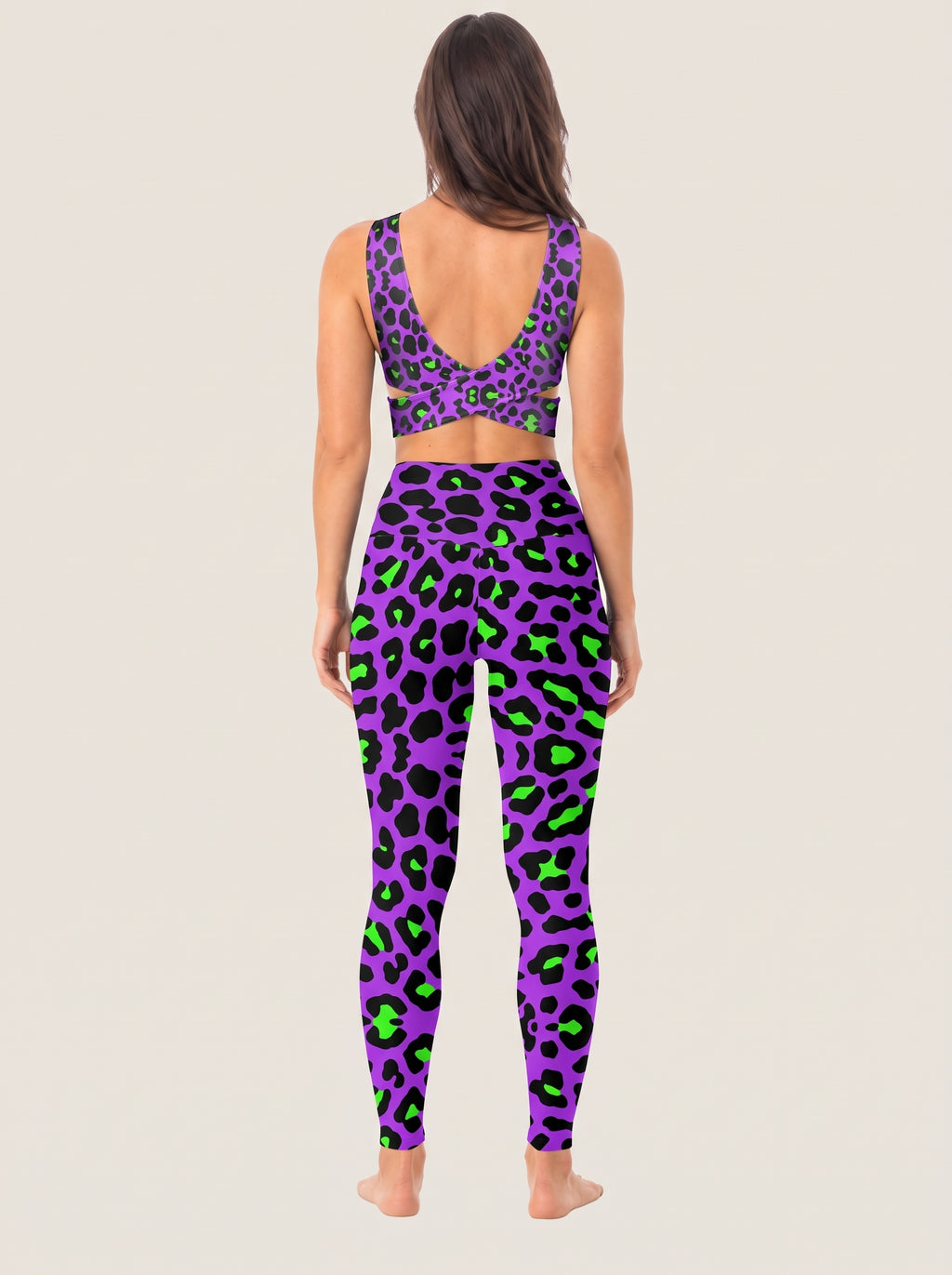 Neon Leopard Print Sports Bra Set