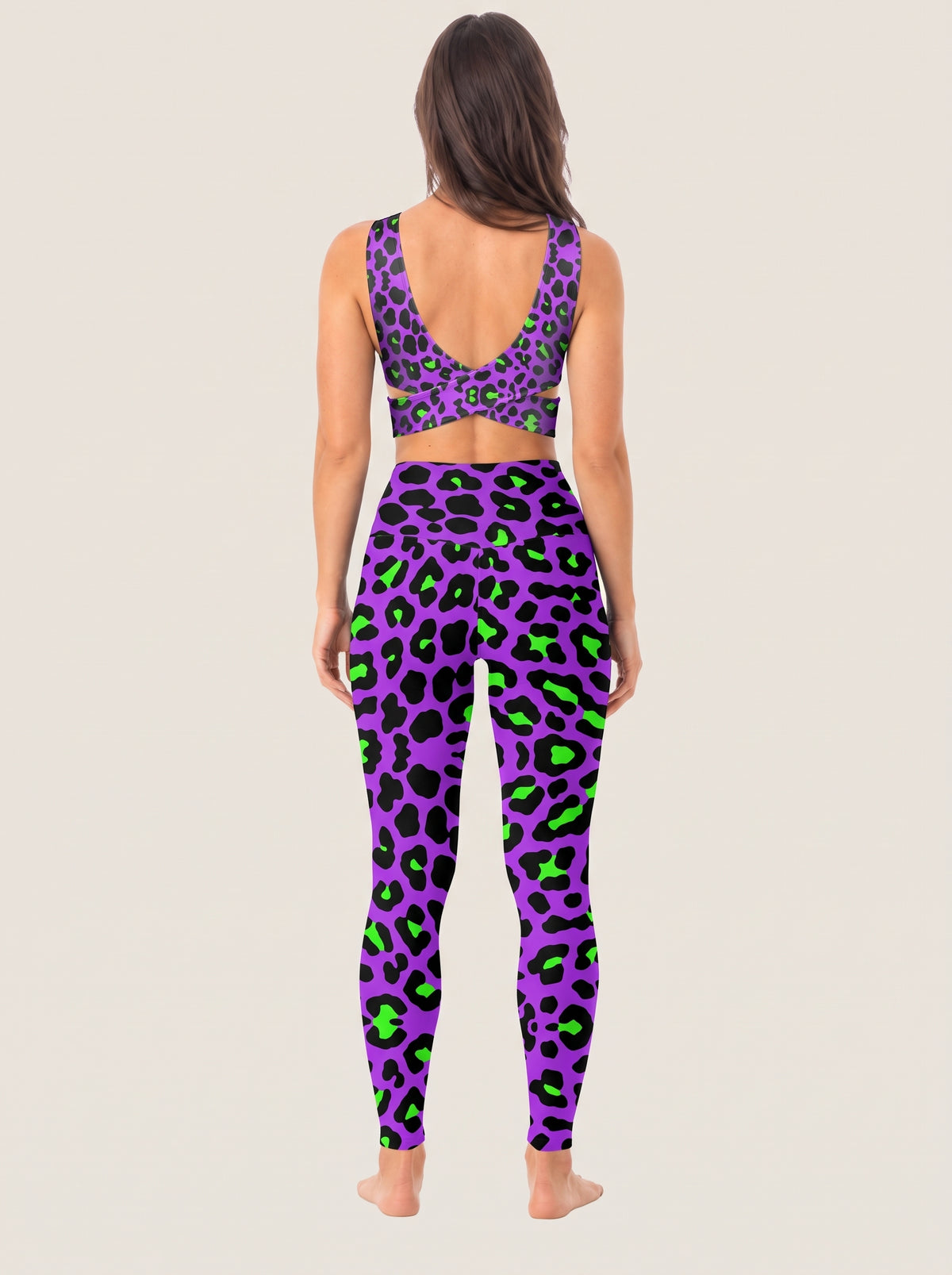 Neon Leopard Print Sports Bra Set