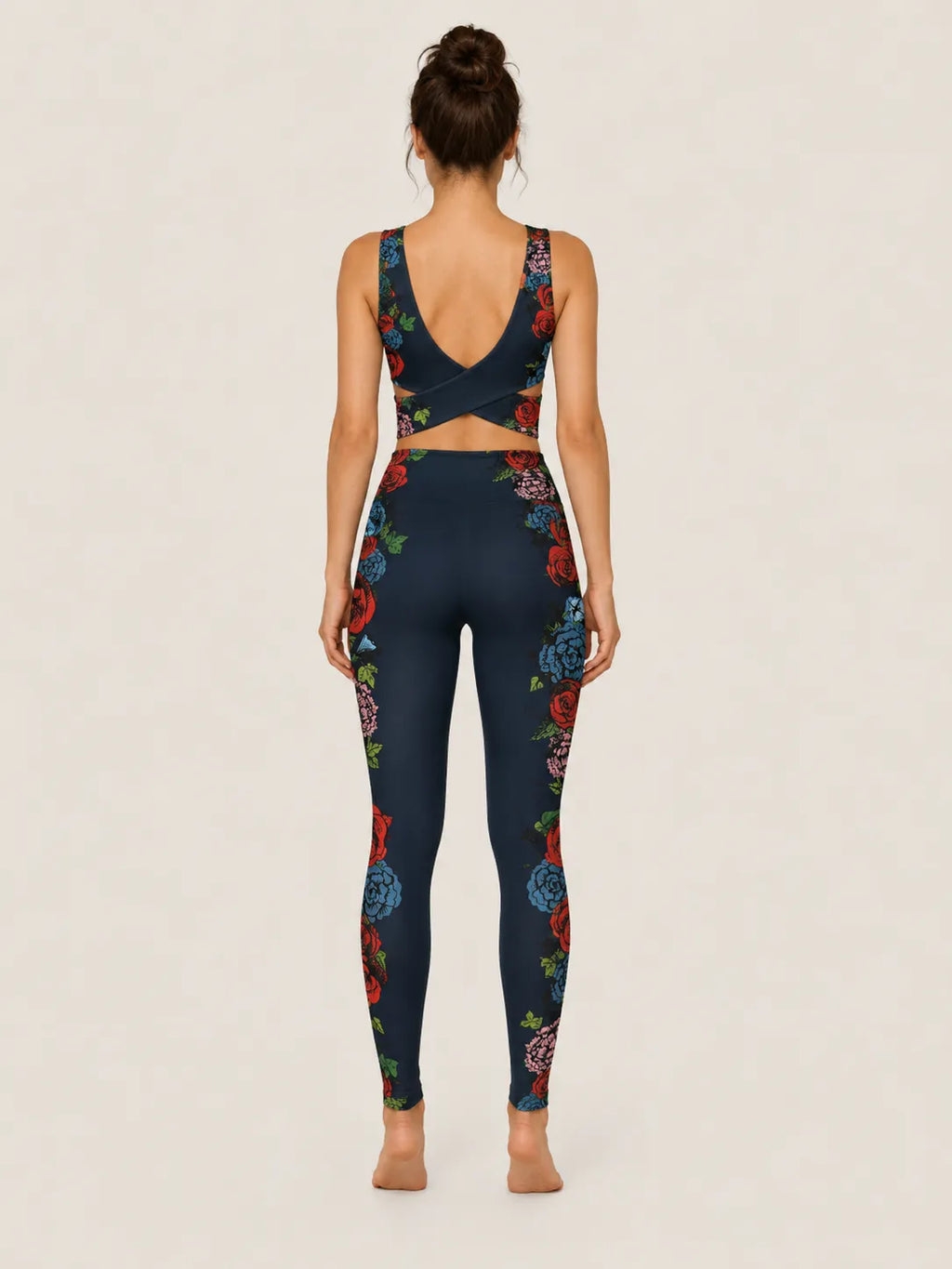 Gothic Floral Skeleton Hands Sports Bra Set