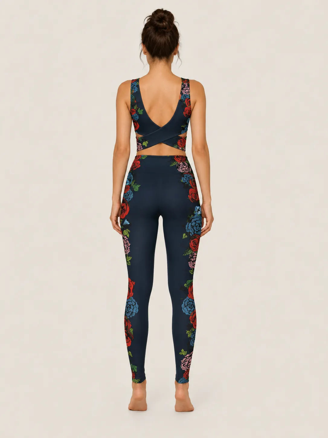 Gothic Floral Skeleton Hands Sports Bra Set