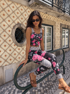 Vintage Pink Rose Sports Bra Set