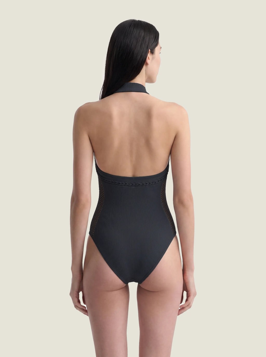 Halter-Neck Braided-Trim Seamless Bodysuit