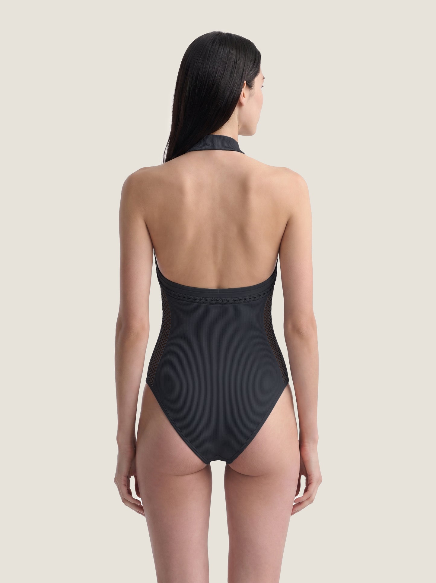 Halter-Neck Braided-Trim Seamless Bodysuit