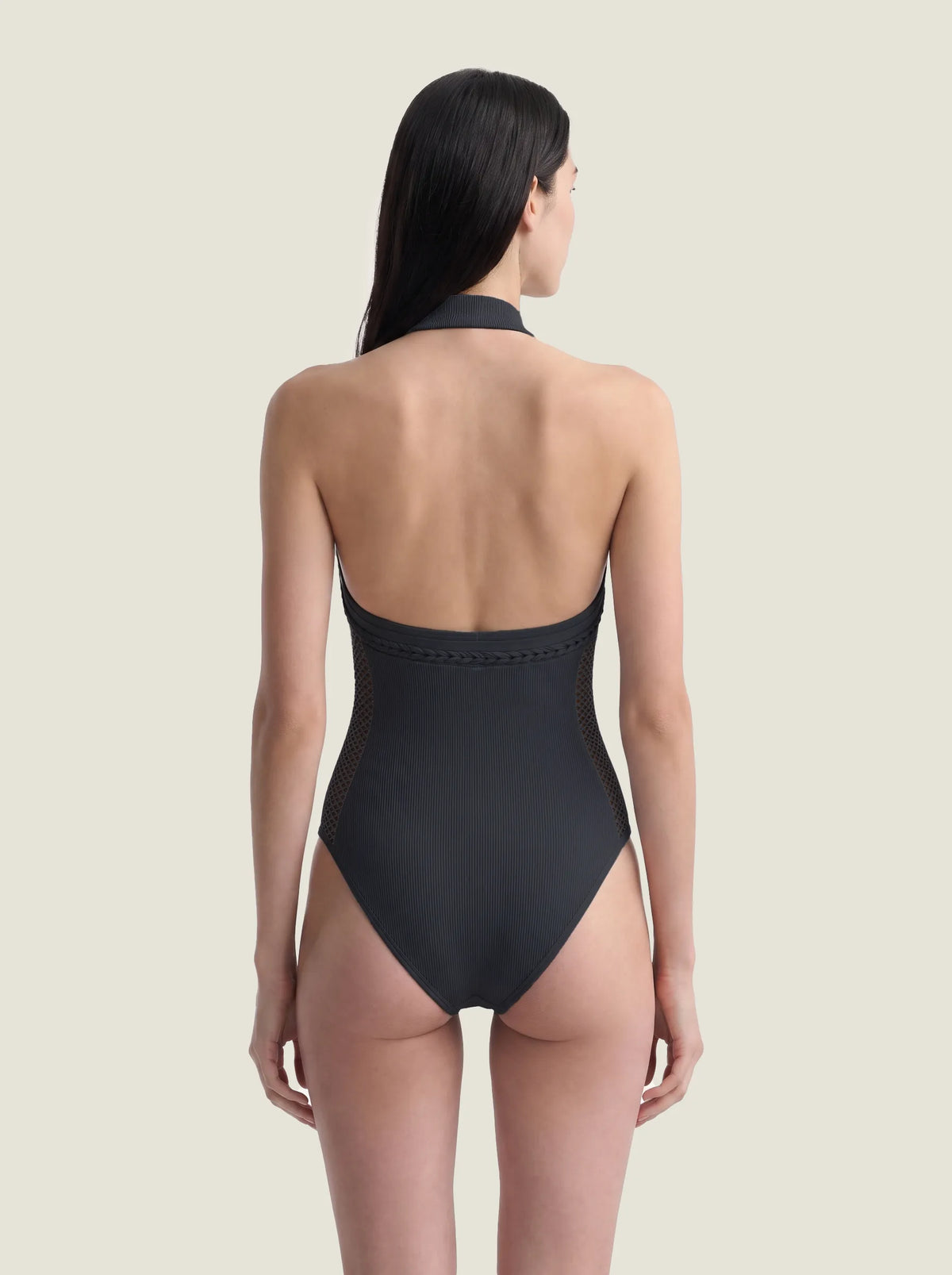 Halter-Neck Braided-Trim Seamless Bodysuit