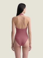 Halter-Neck Braided-Trim Seamless Bodysuit