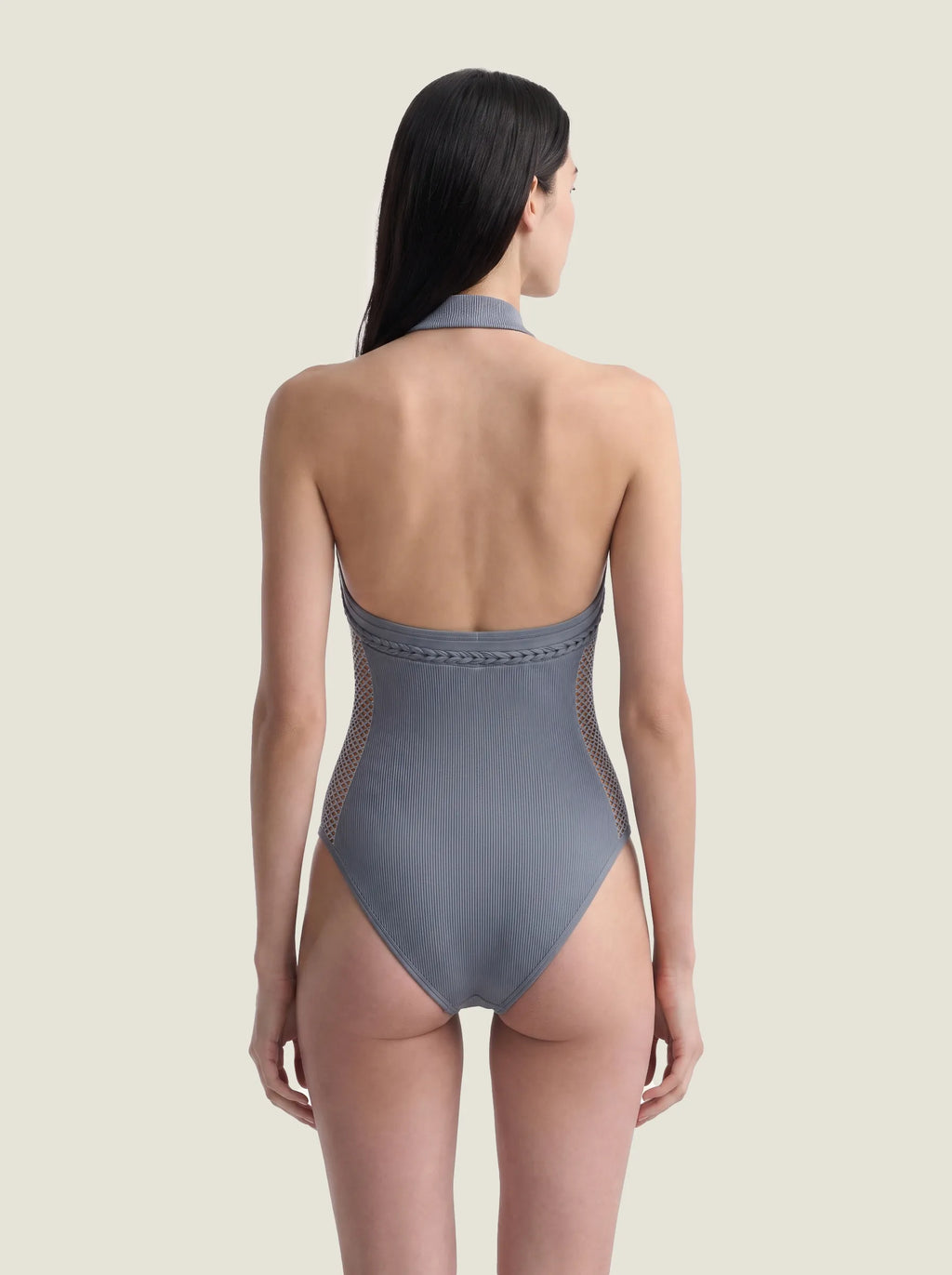 Halter-Neck Braided-Trim Seamless Bodysuit