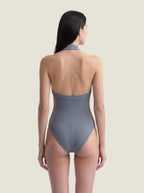 Halter-Neck Braided-Trim Seamless Bodysuit