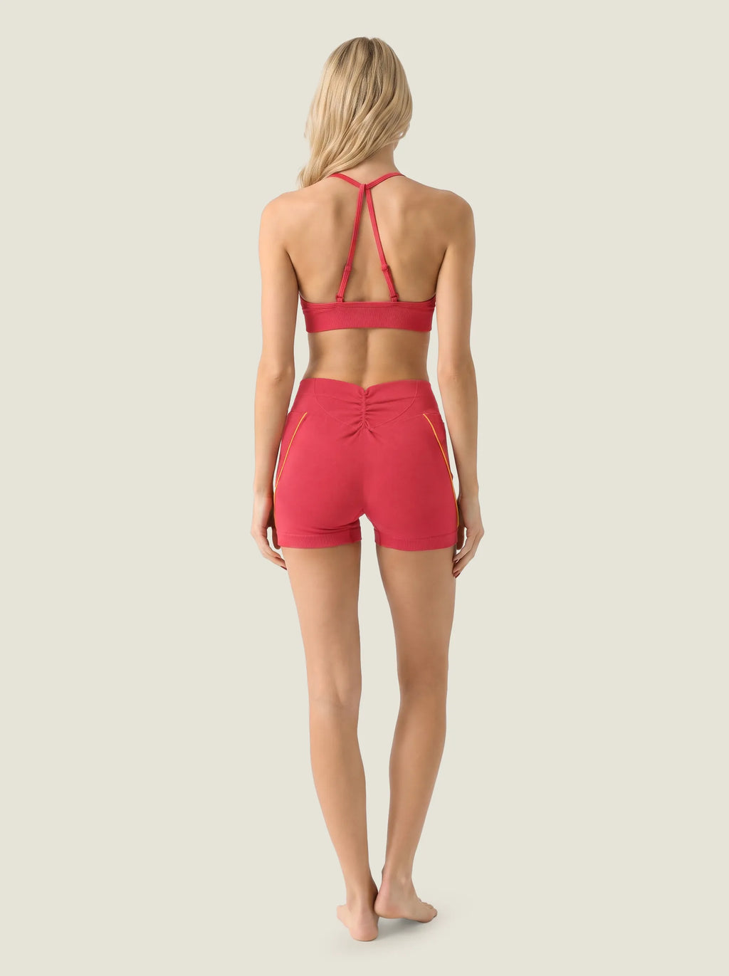 Ruched-Front V-Neck Seamless Set