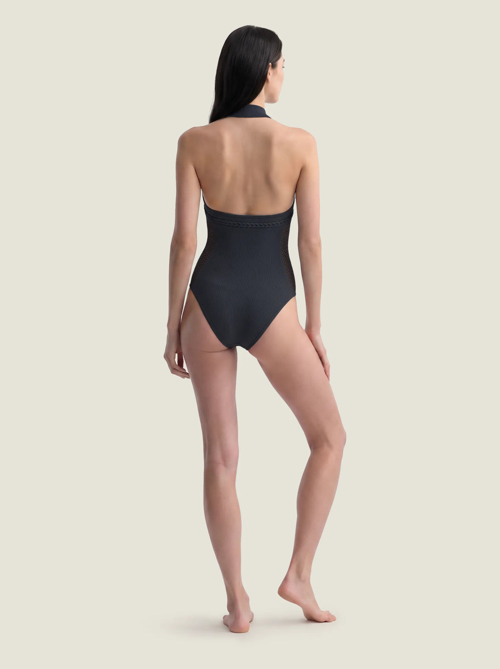 Halter-Neck Braided-Trim Seamless Bodysuit