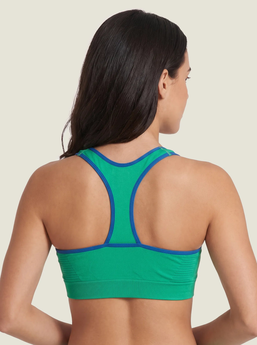 Contrast-Trim Racerback Seamless Bra
