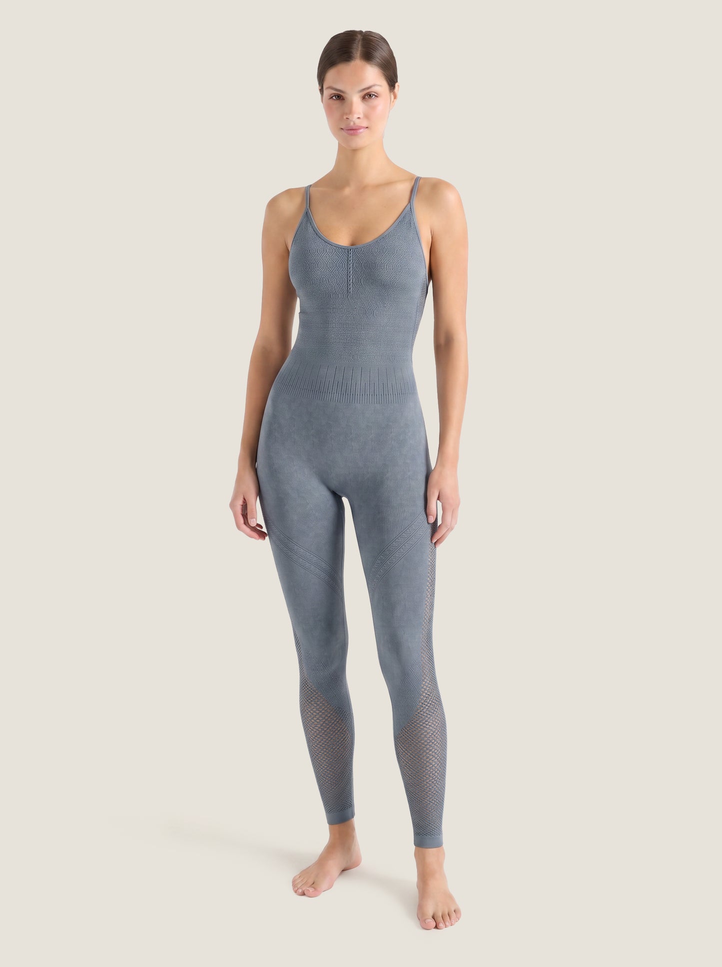 Mesh-Panel Seamless Unitard