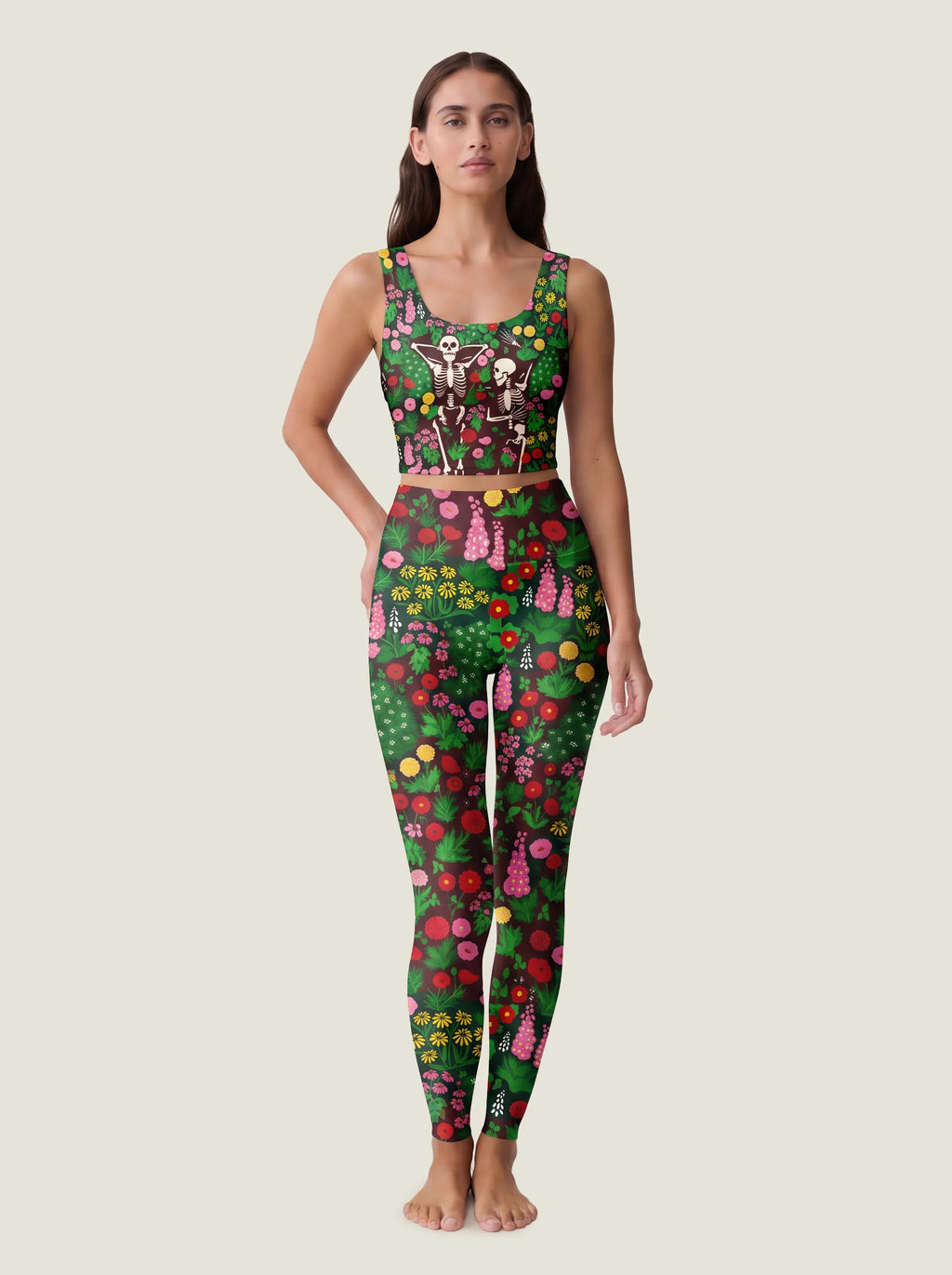 Floral Skeleton Garden Gothic Bralette Set
