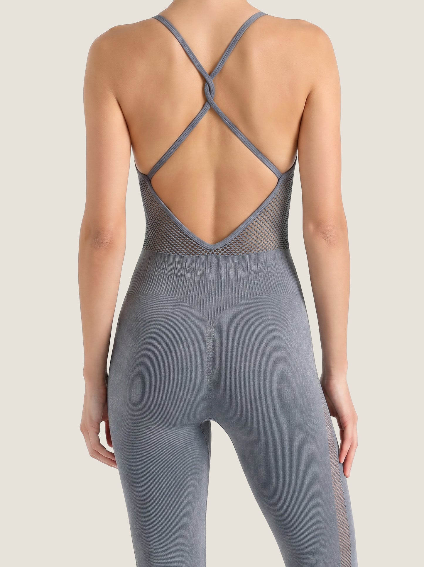 Mesh-Panel Seamless Unitard