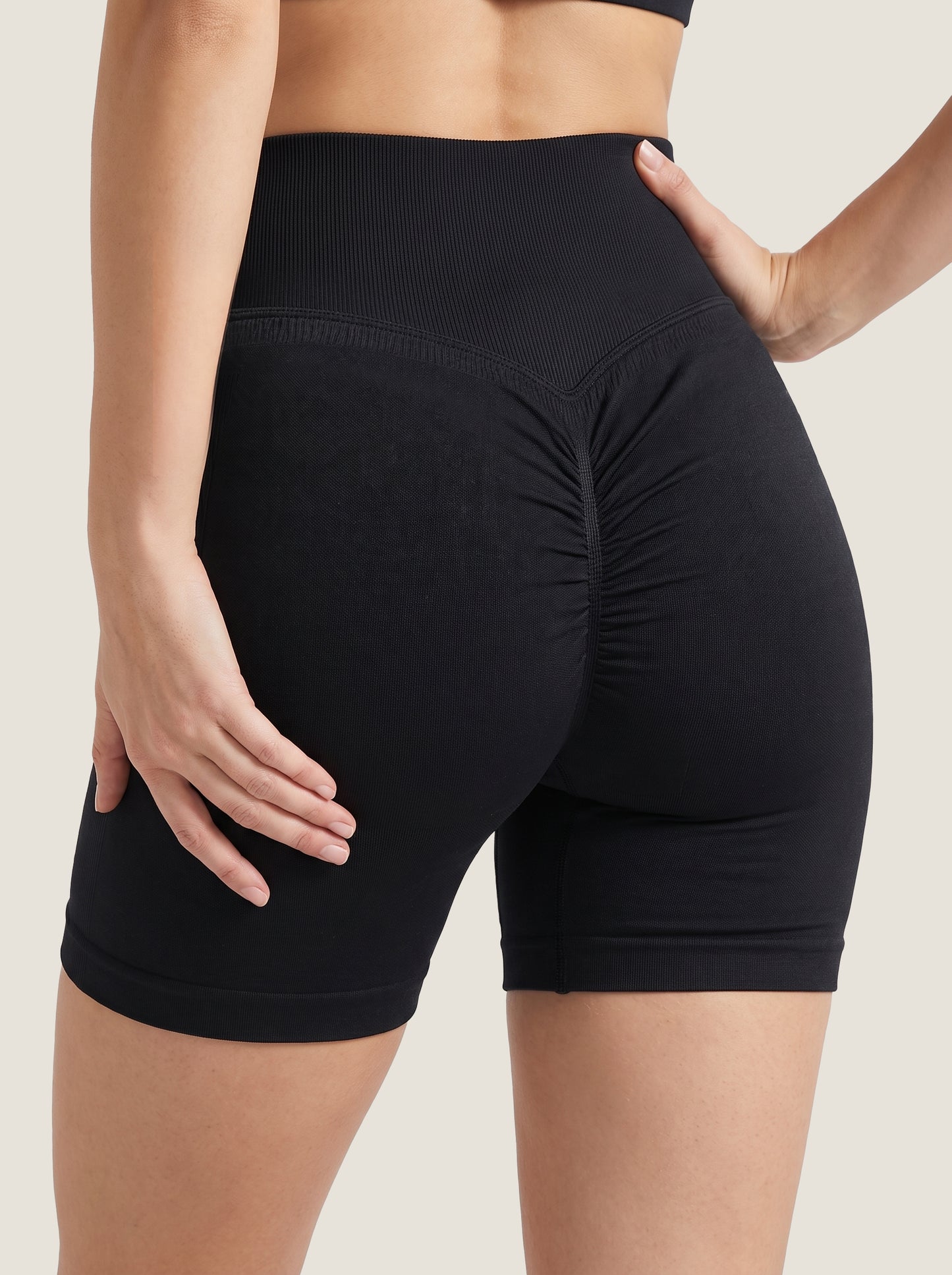 Ruched-Back High-Waist Seamless Shorts