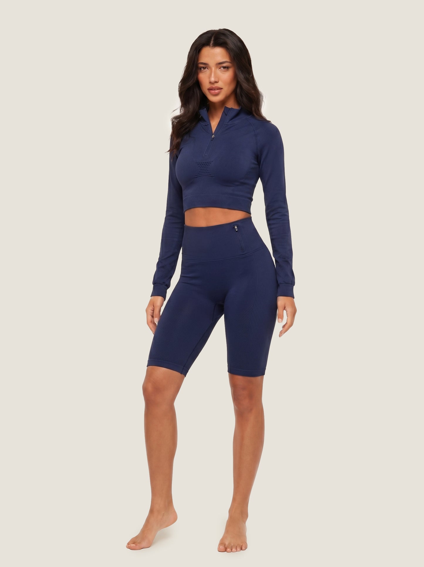 Ribbed Half-Zip Seamless Set