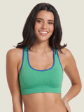 Contrast-Trim Racerback Seamless Bra