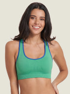 Contrast-Trim Racerback Seamless Bra