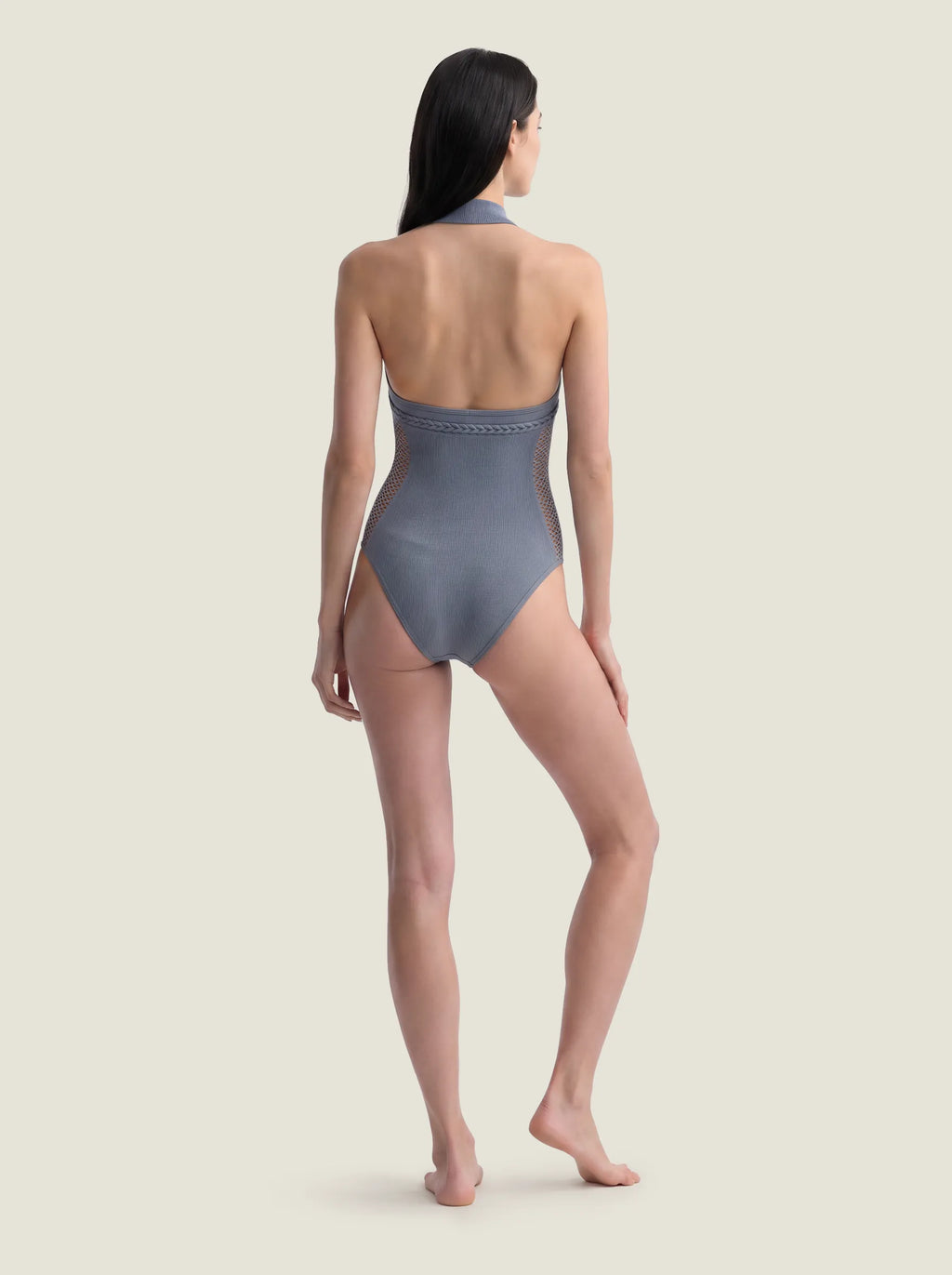 Halter-Neck Braided-Trim Seamless Bodysuit