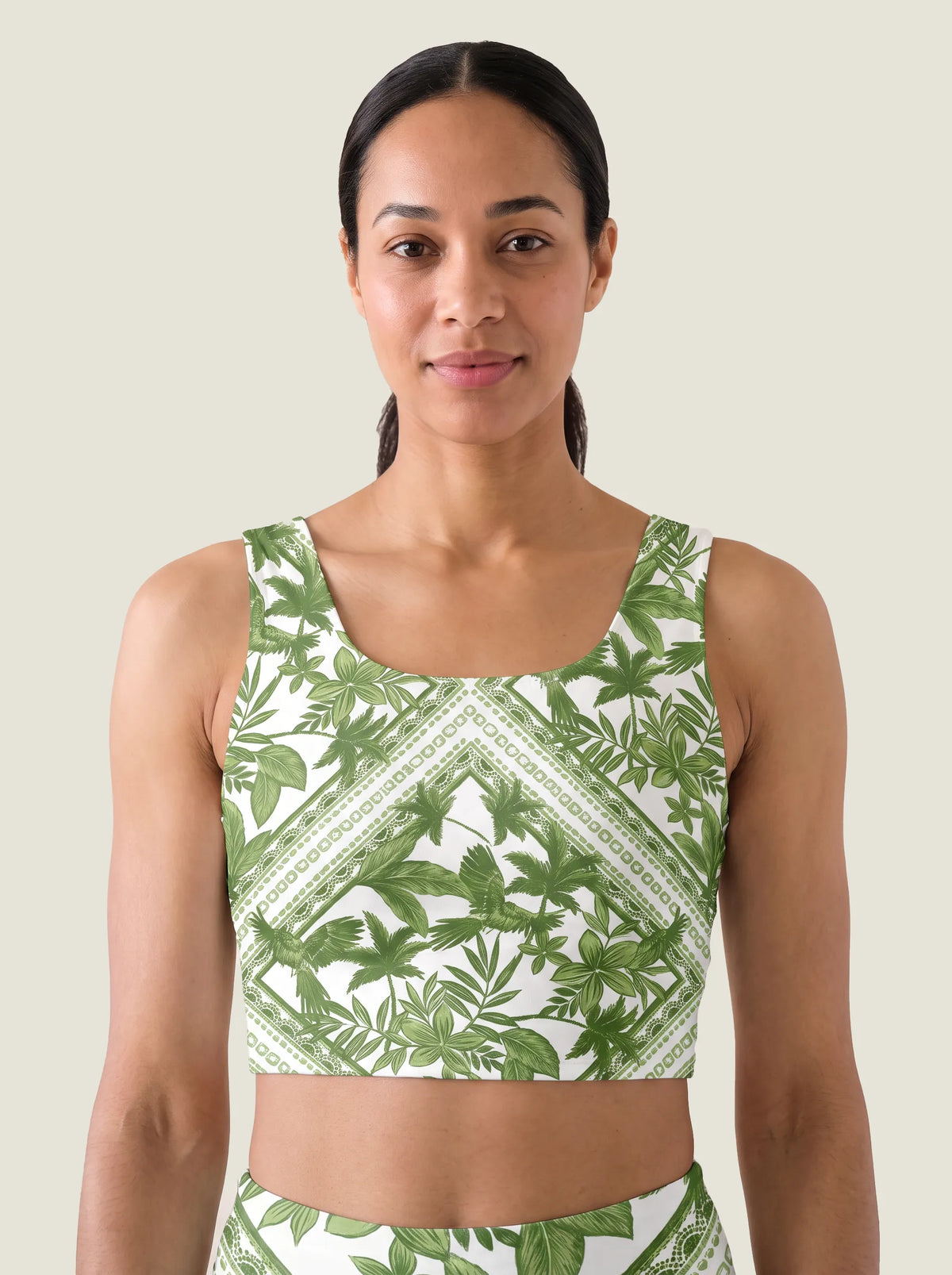 Tropical Palm Scarf Print Bralette Set
