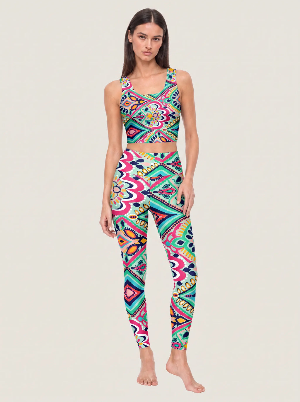Vibrant Boho Mosaic Sports Bra Set