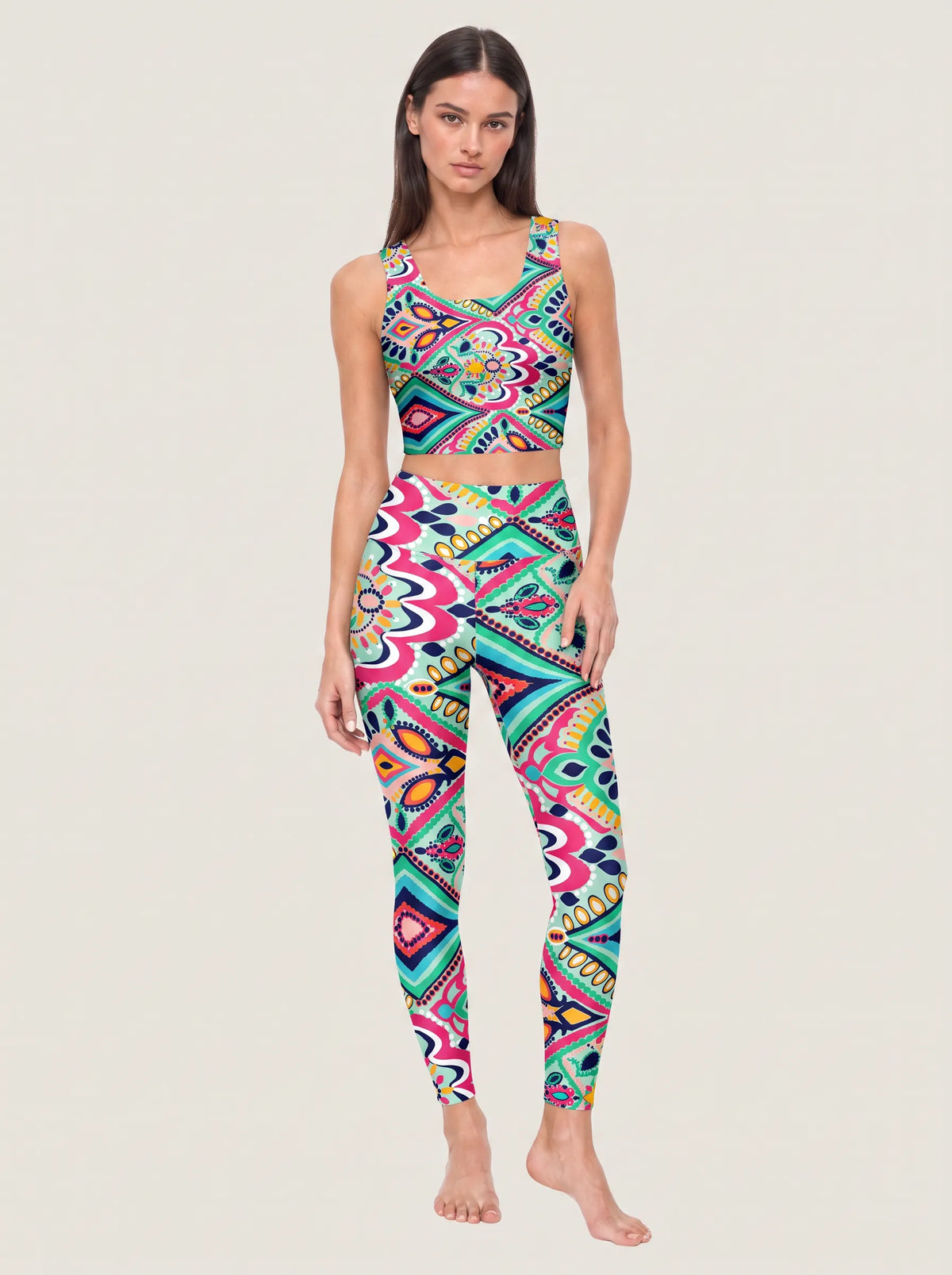 Vibrant Boho Mosaic Sports Bra Set
