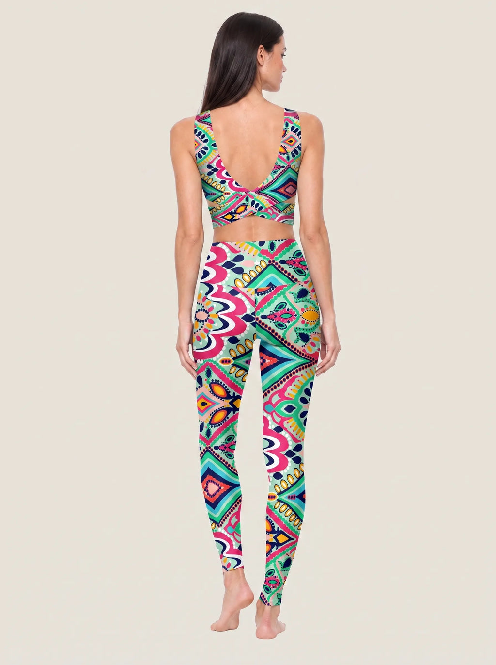 Vibrant Boho Mosaic Sports Bra Set