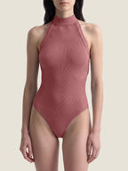 Halter-Neck Braided-Trim Seamless Bodysuit