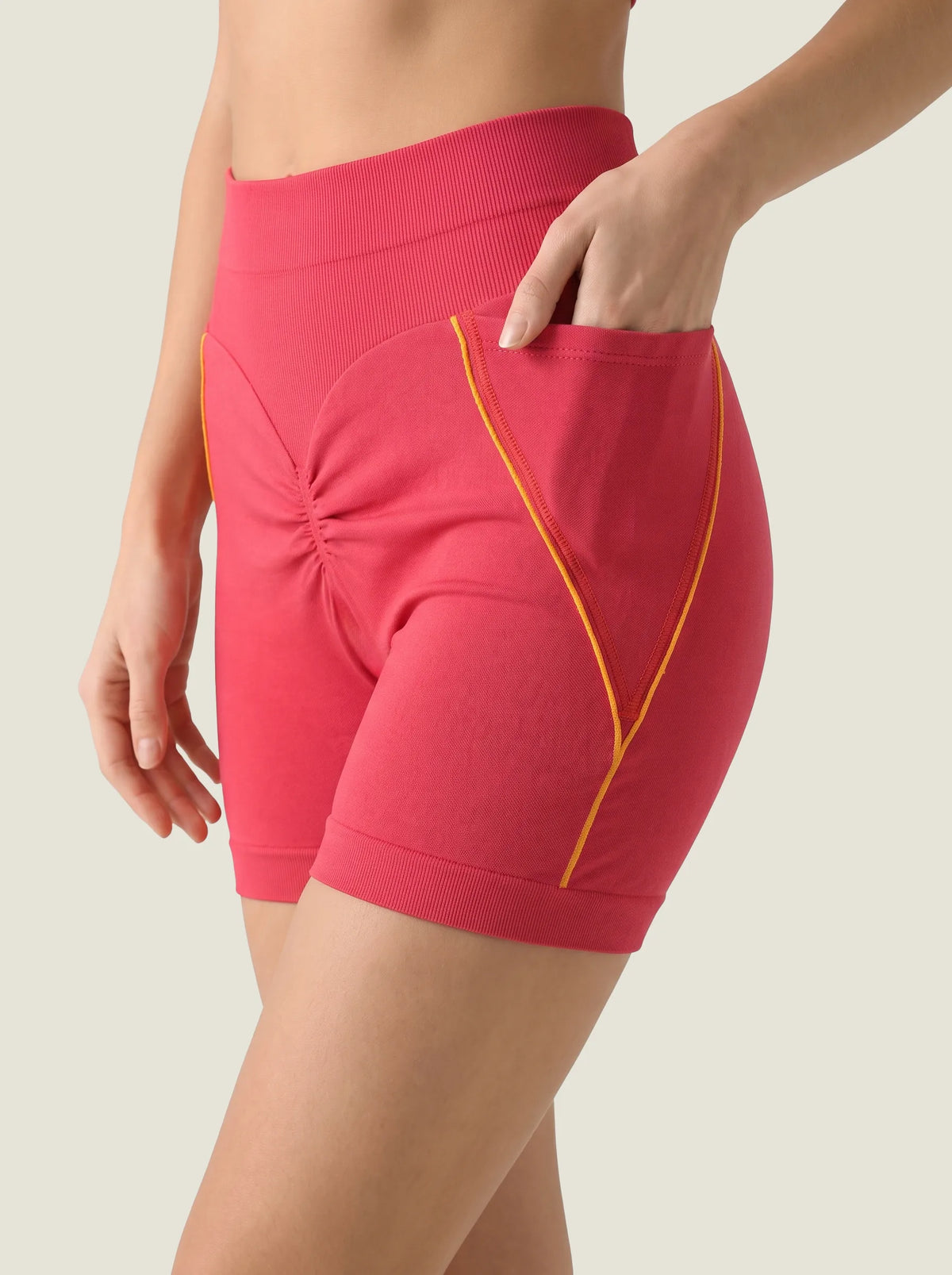 Ruched-Front V-Neck Seamless Set