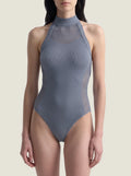 Halter-Neck Braided-Trim Seamless Bodysuit