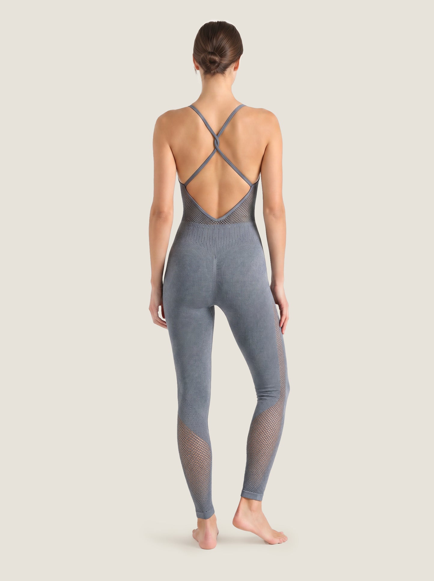 Mesh-Panel Seamless Unitard