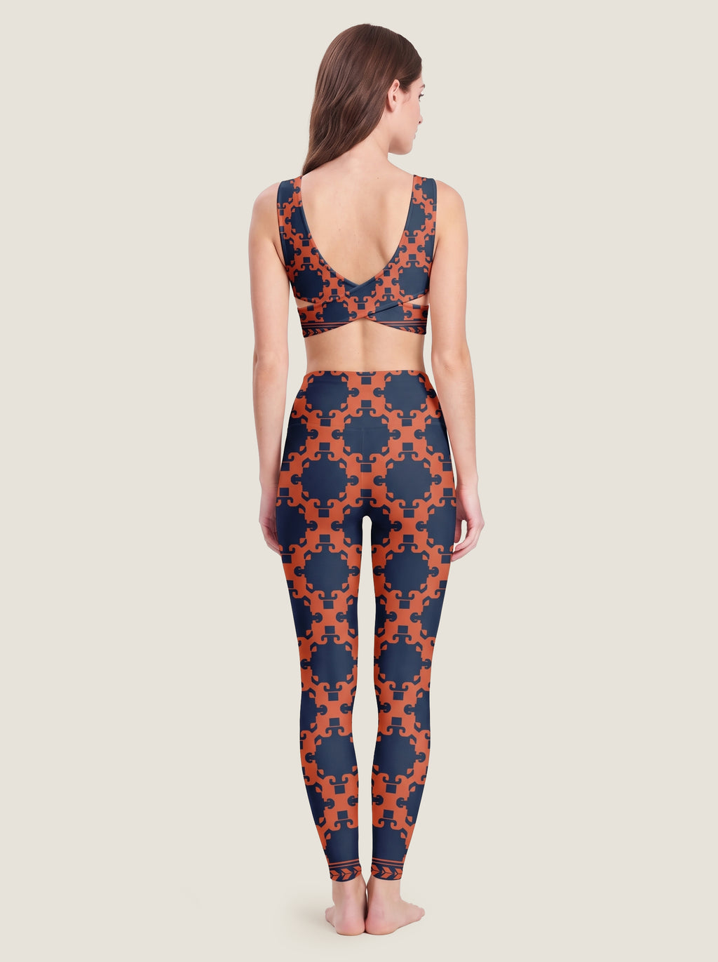 Midnight Ember Geometric Crop Top Set