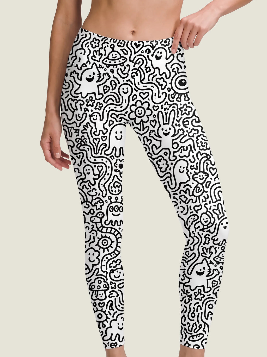 Cute Doodle Monster Graphic Bralette Set