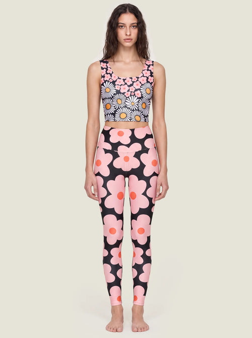 Pink Daisy Blossom Sports Bra Set