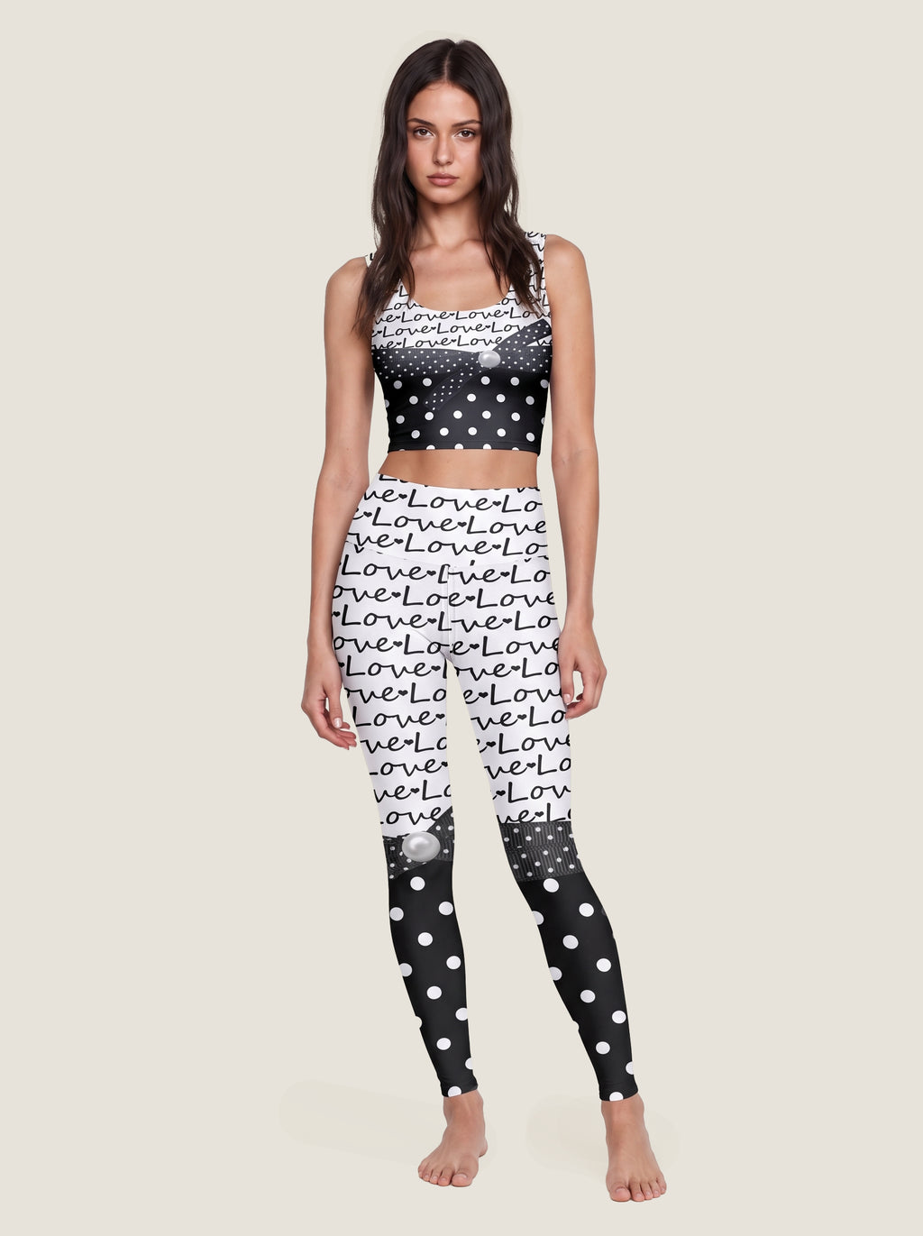Love Bow Polka Dot Sports Bra Set