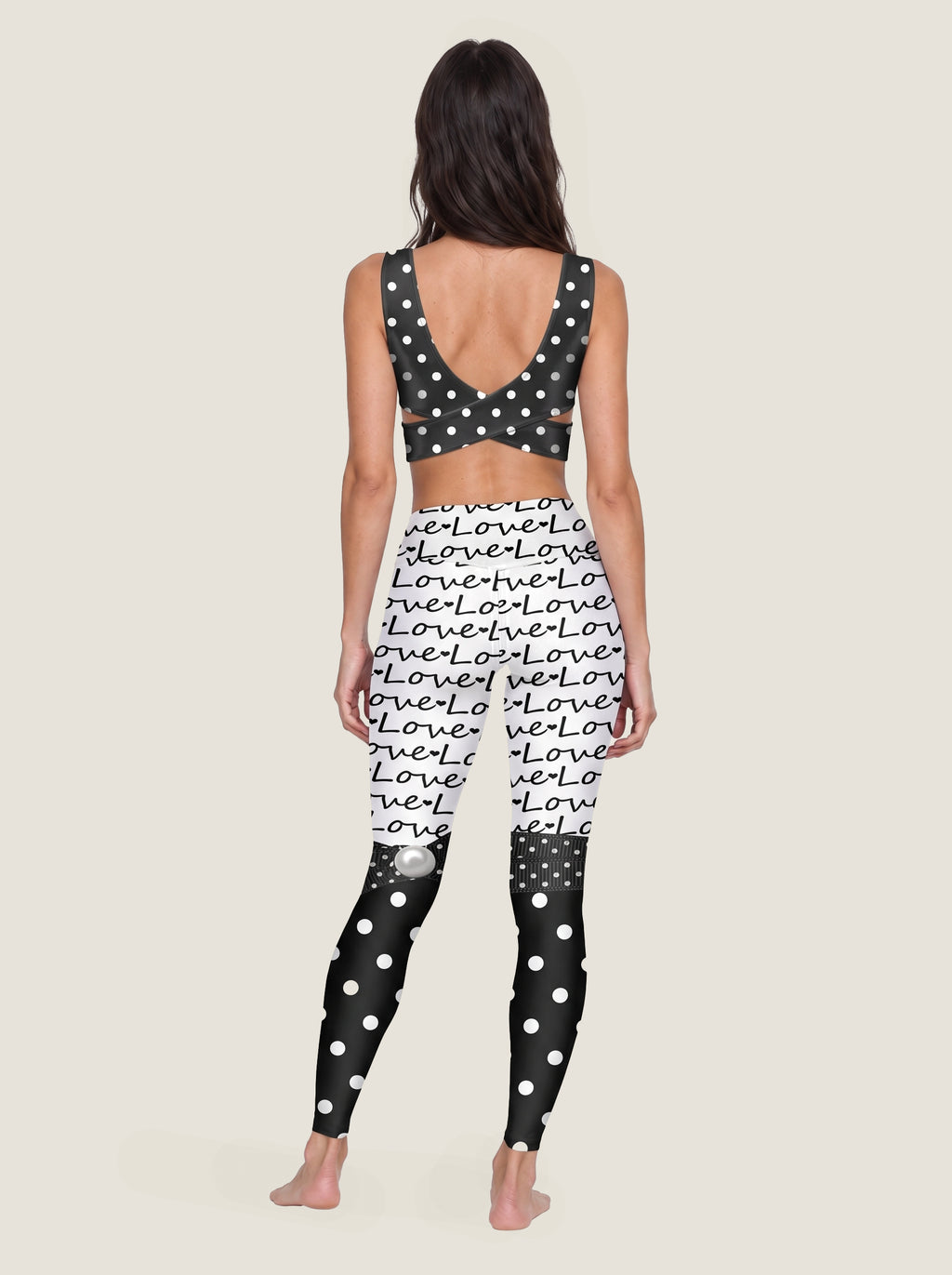 Love Bow Polka Dot Sports Bra Set