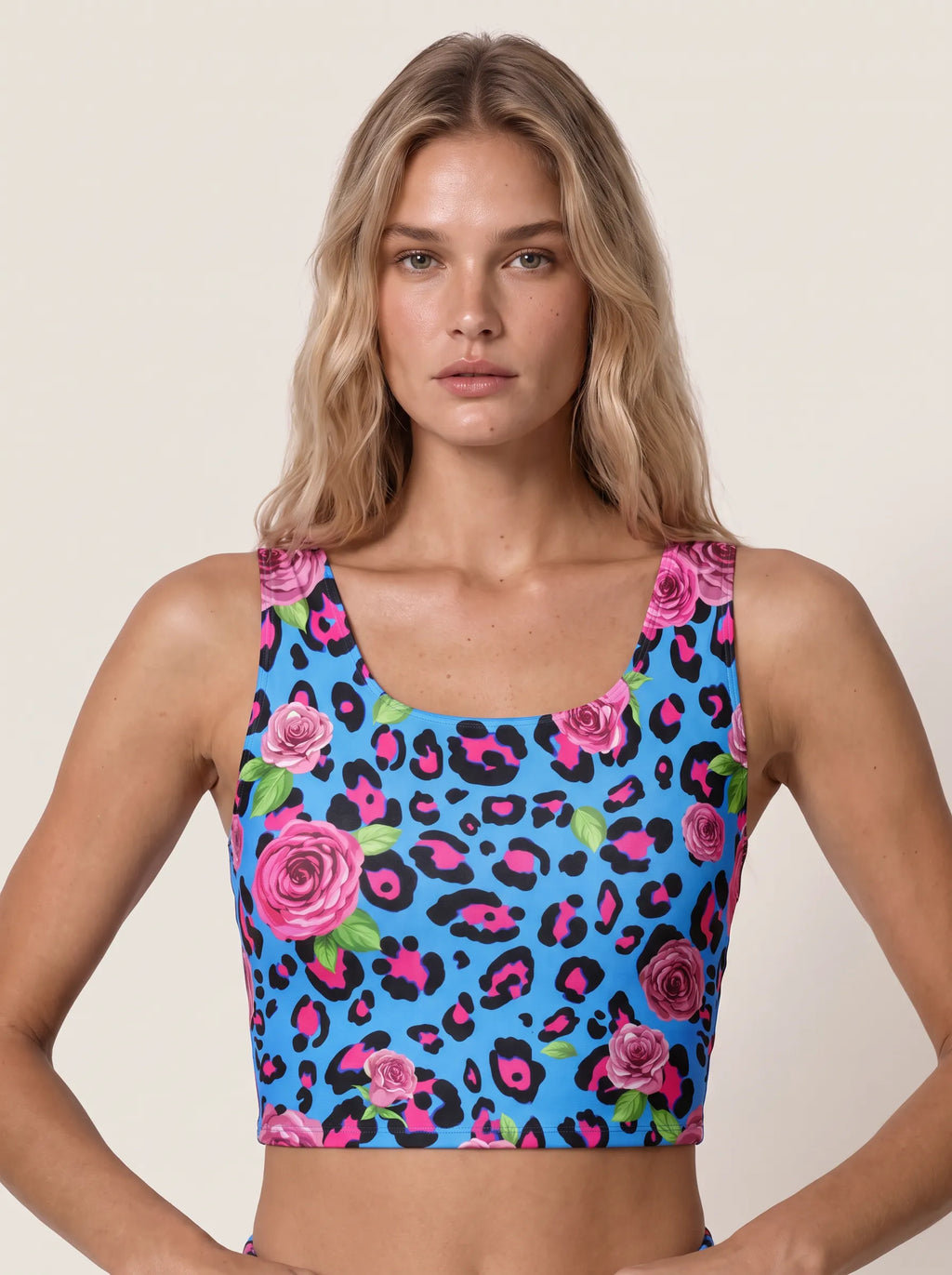 Blue Rose Leopard Sports Bra Set