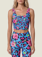 Blue Rose Leopard Sports Bra Set