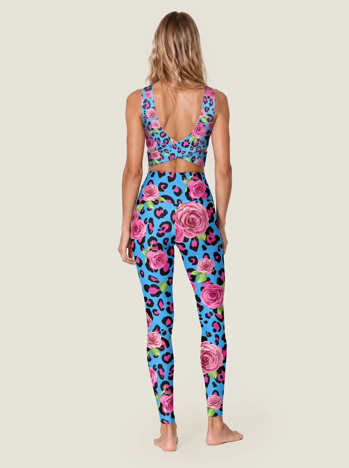 Blue Rose Leopard Sports Bra Set