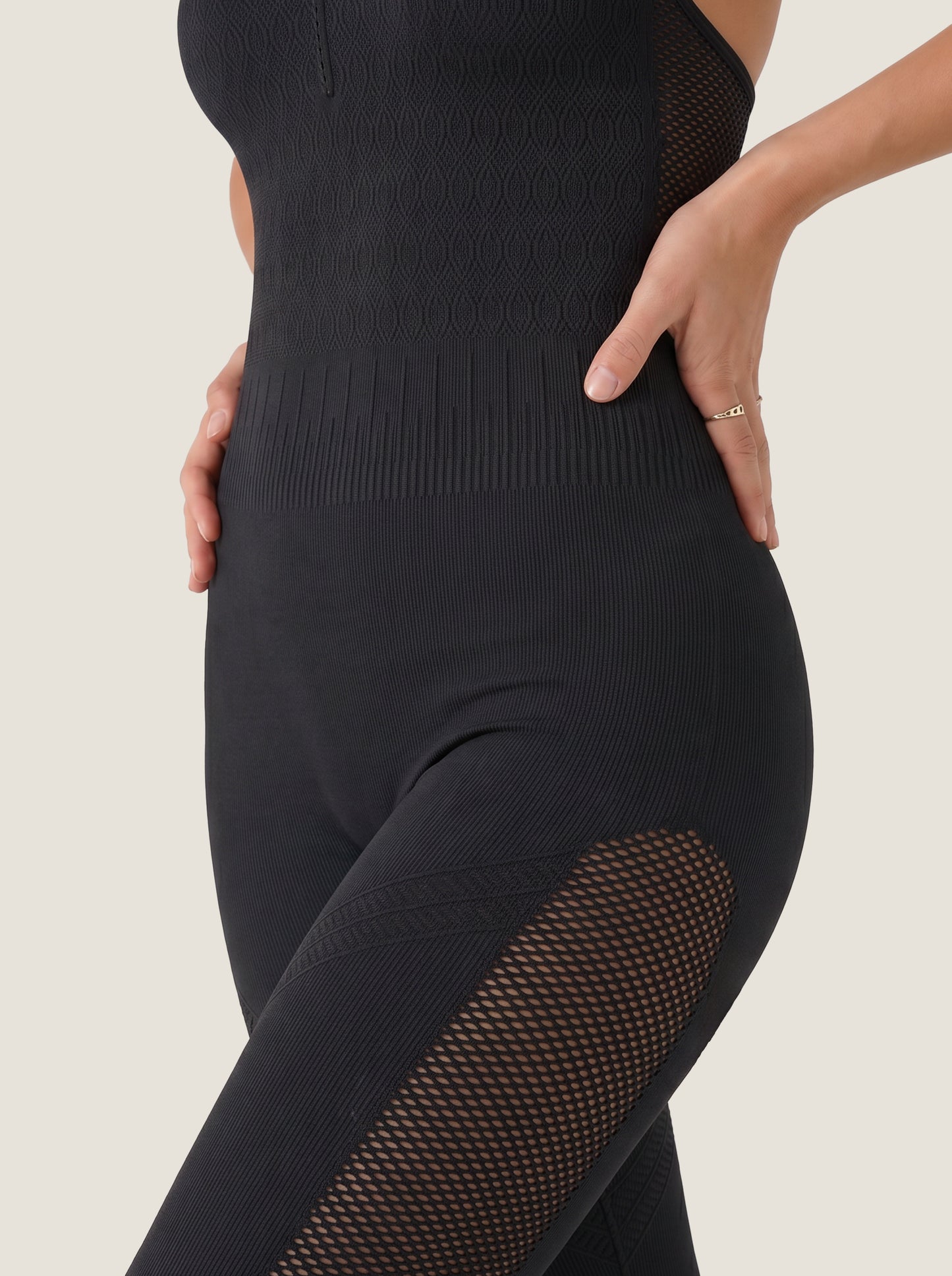 Mesh-Panel Seamless Unitard