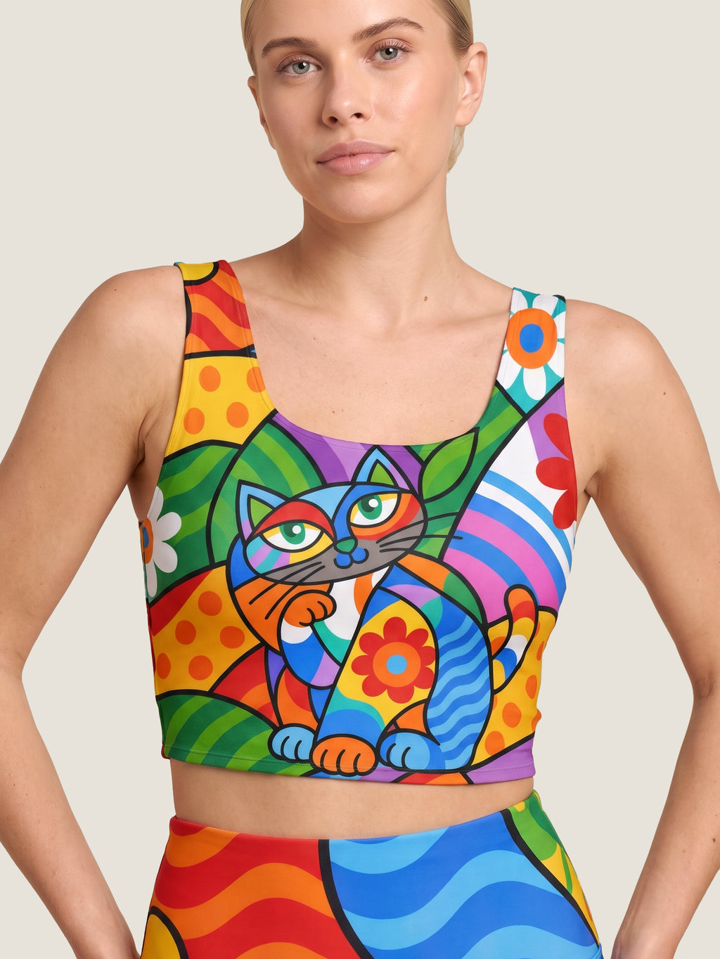 Pop Art Cat Garden Bralette Set