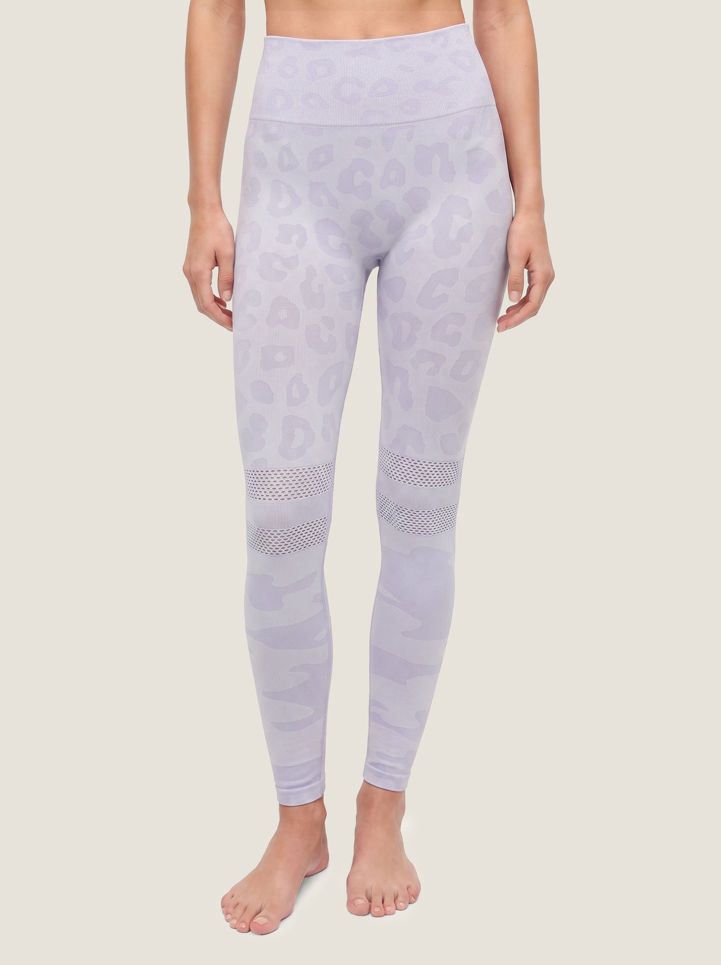 Leopard Mesh-Stripe Seamless Leggings