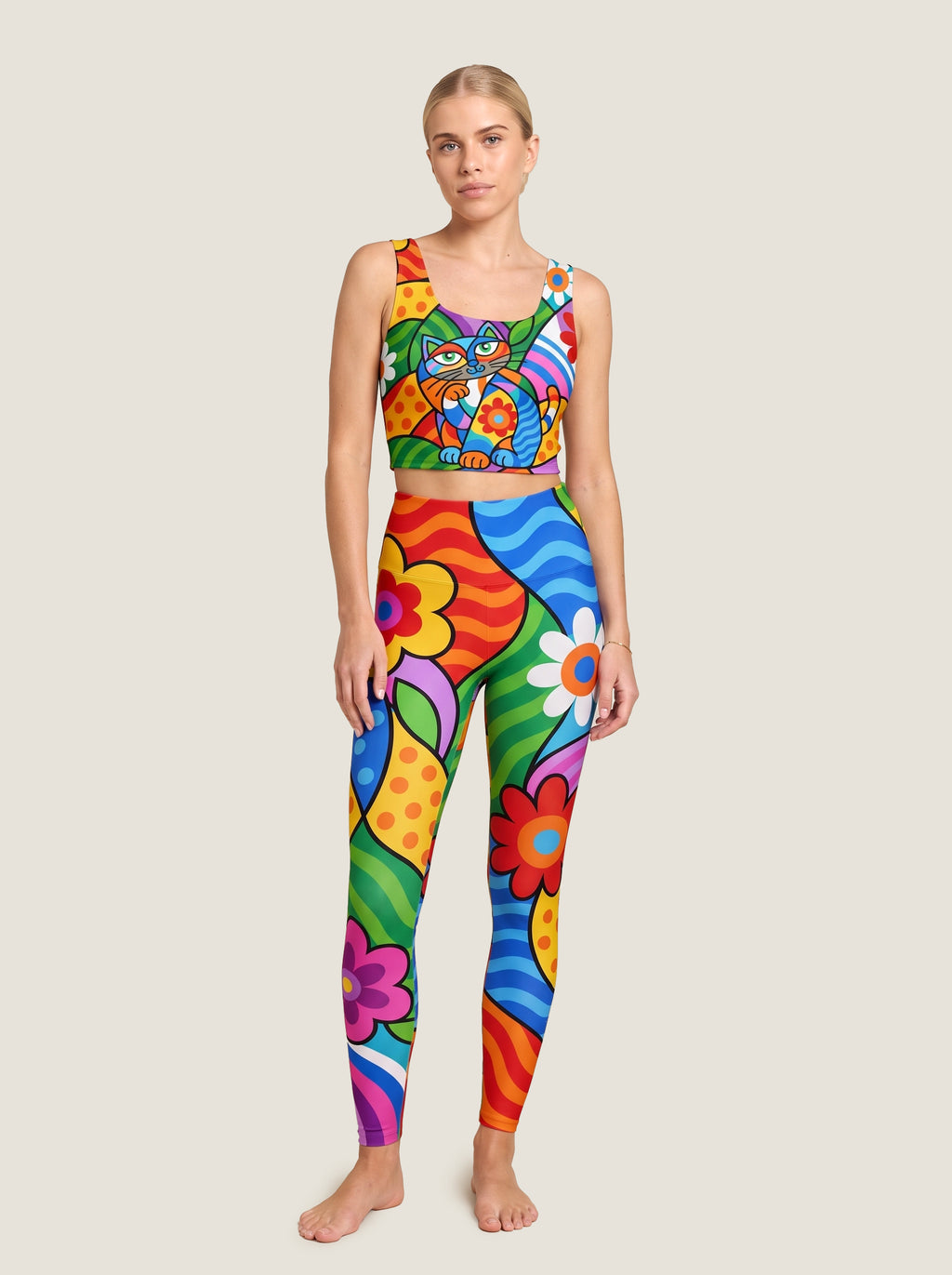 Pop Art Cat Garden Bralette Set