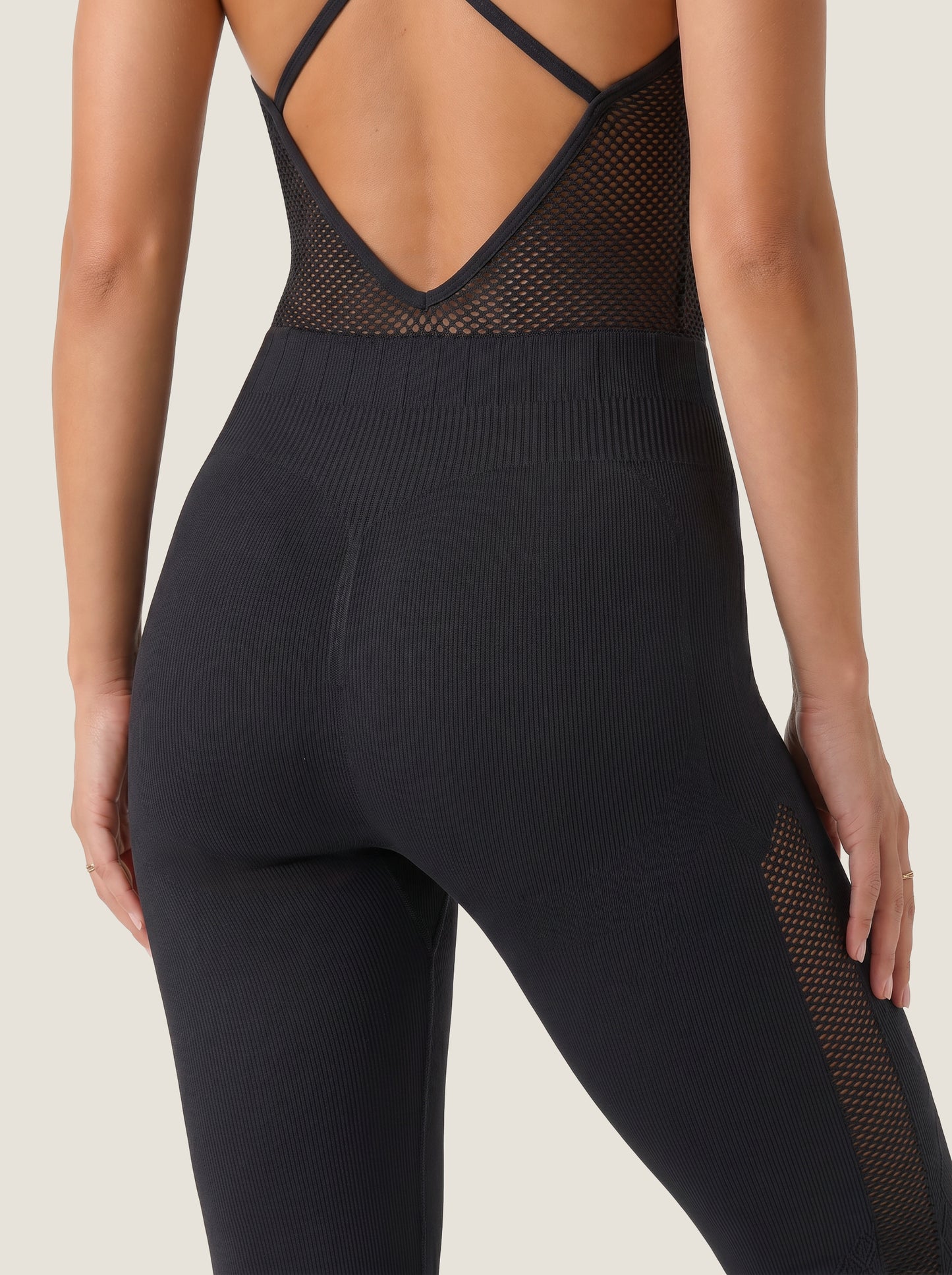 Mesh-Panel Seamless Unitard