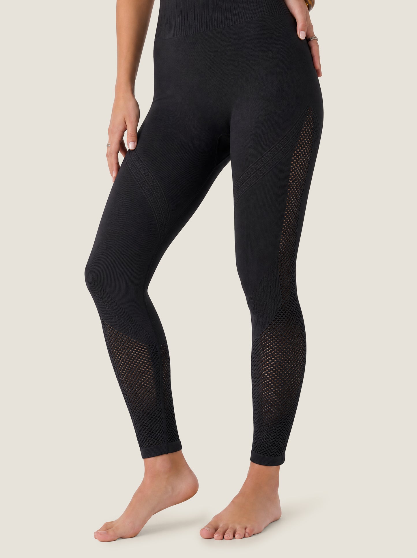 Mesh-Panel Seamless Unitard