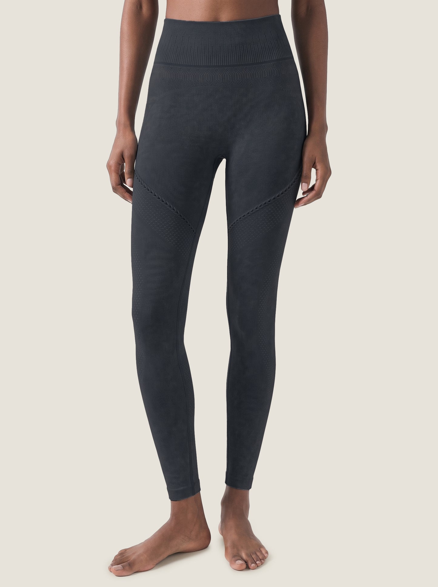 Braided-Trim High-Waist Seamless Leggings